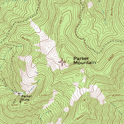 Topographic Map of Parker Mountain, ID