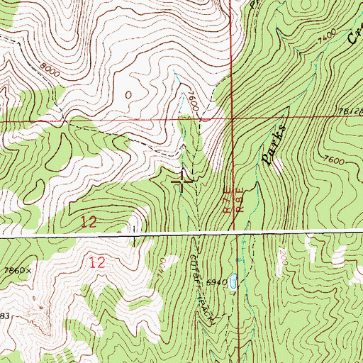 Topographic Map of Parks Peak Trail, ID