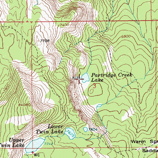 Topographic Map of Partridge Creek Lake, ID