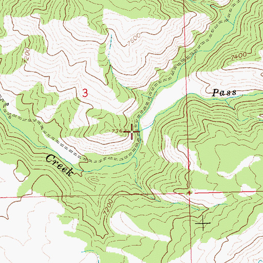 Topographic Map of Pass Creek, ID
