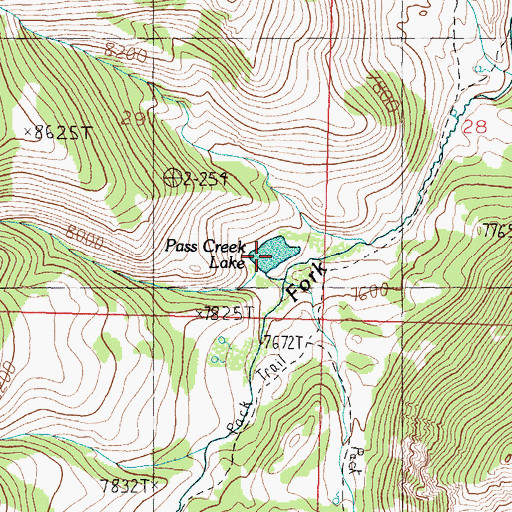 Topographic Map of Pass Creek Lake, ID