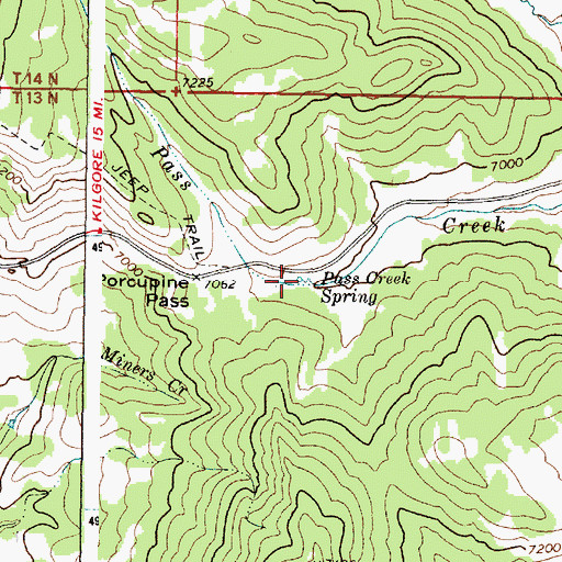 Topographic Map of Pass Creek Spring, ID