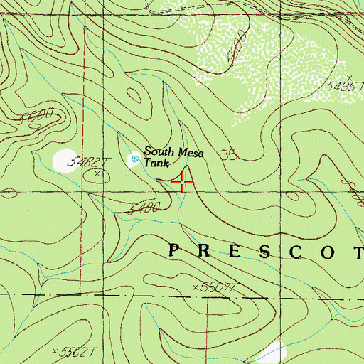 Topographic Map of South Mesa Tank, AZ