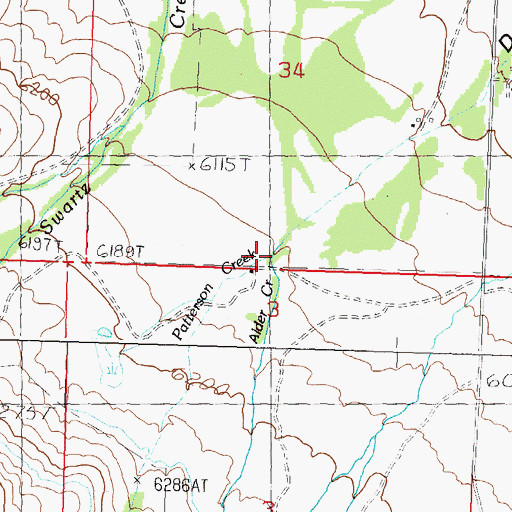 Topographic Map of Patterson Creek, ID