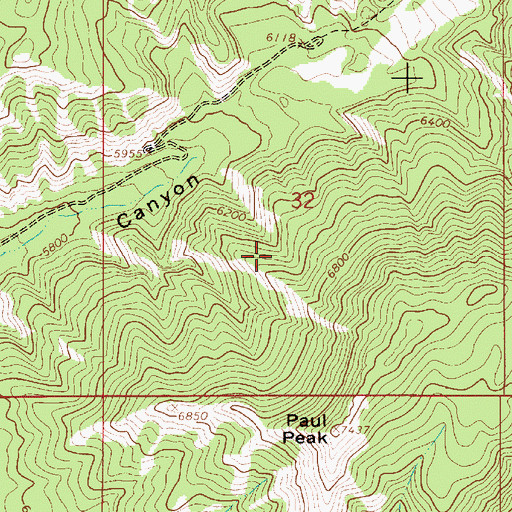 Topographic Map of Paul Peak, ID