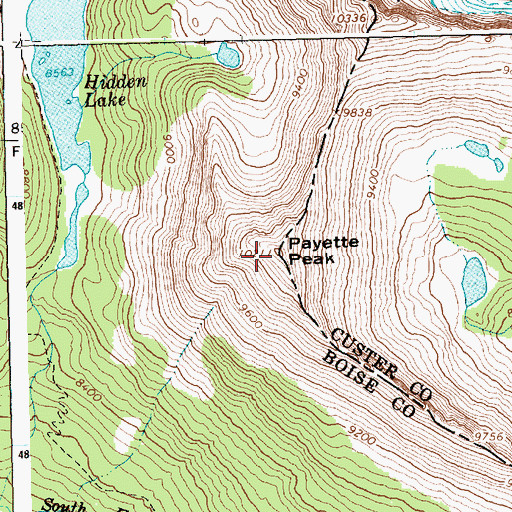 Topographic Map of Payette Peak, ID