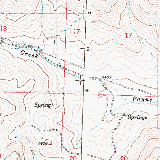 Topographic Map of Payne Creek, ID