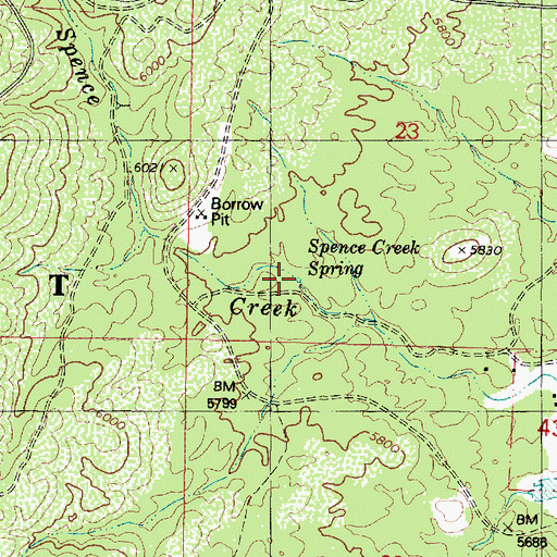 Topographic Map of Spence Creek Spring, AZ