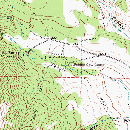 Topographic Map of Pebble Cow Camp, ID