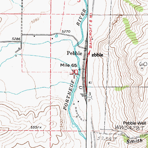 Topographic Map of Pebble Creek, ID