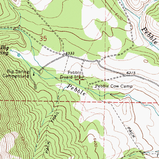 Topographic Map of Pebble Guard Station, ID