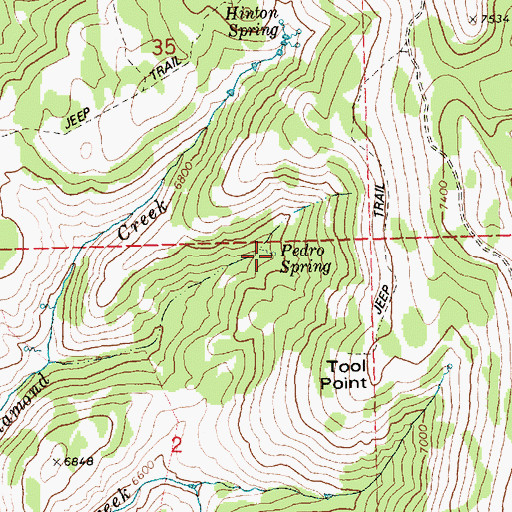 Topographic Map of Pedro Spring, ID