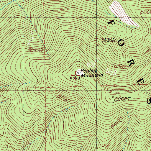 Topographic Map of Pegleg Mountain, ID