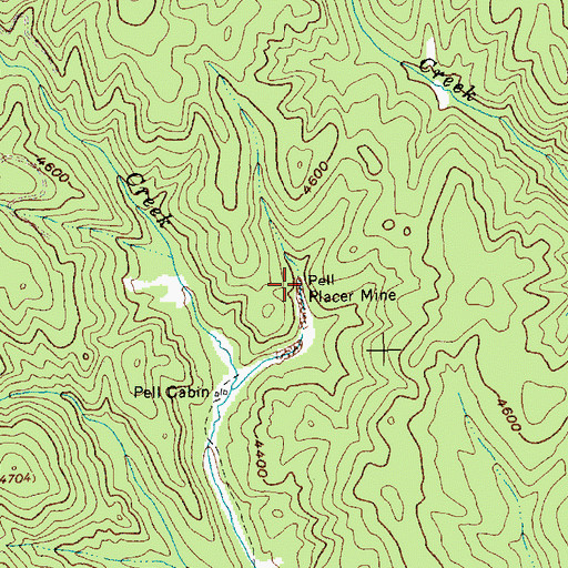 Topographic Map of Pell Placer Mine, ID
