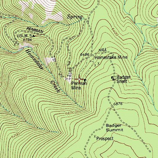 Topographic Map of Penman Mine, ID