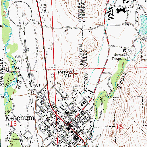 Topographic Map of Penny Mountain, ID