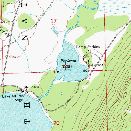 Topographic Map of Perkins Lake, ID