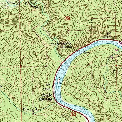 Topographic Map of Pete King Creek, ID