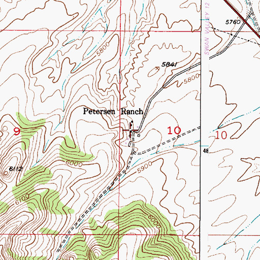 Topographic Map of Petersen Ranch, ID