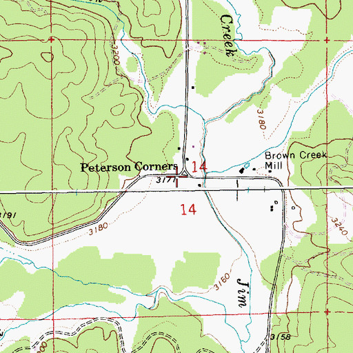 Topographic Map of Peterson Corners, ID