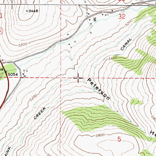 Topographic Map of Peterson Hollow, ID