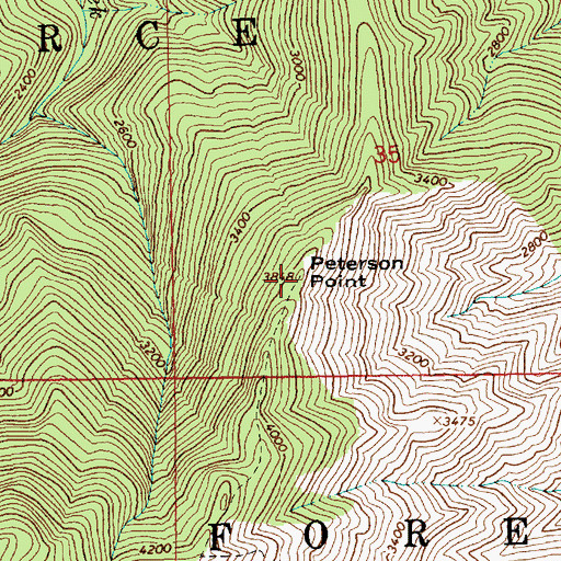 Topographic Map of Peterson Point, ID