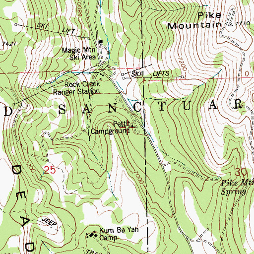 Topographic Map of Pettit Campground, ID