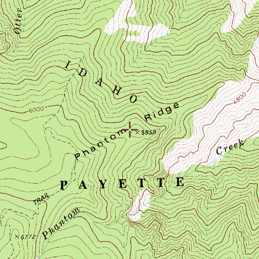 Topographic Map of Phantom Ridge, ID