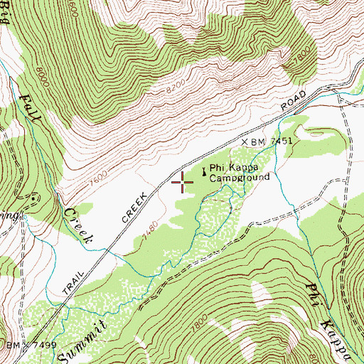 Topographic Map of Phi Kappa Campground, ID