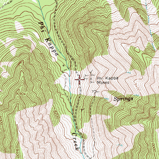 Topographic Map of Phi Kappa Mines, ID