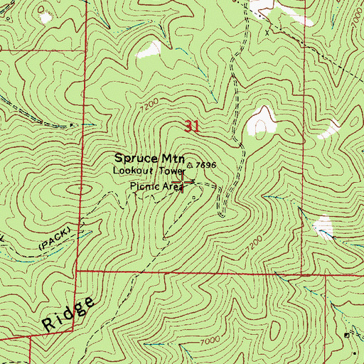 Topographic Map of Spruce Mountain Lookout Family Picnic Area, AZ