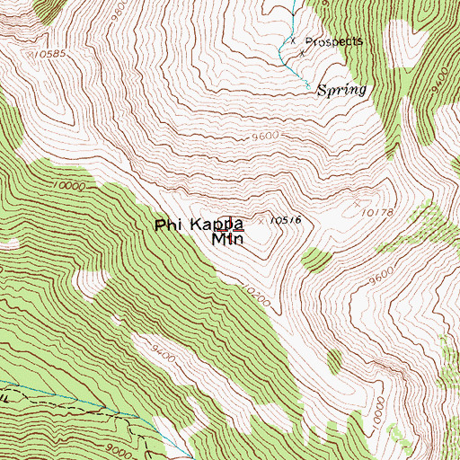 Topographic Map of Phi Kappa Mountain, ID