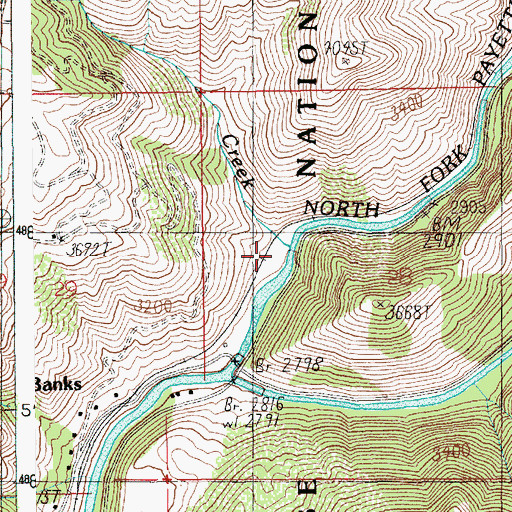 Topographic Map of Phillips Creek, ID