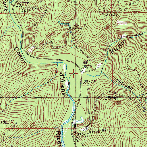 Topographic Map of Picnic Creek, ID