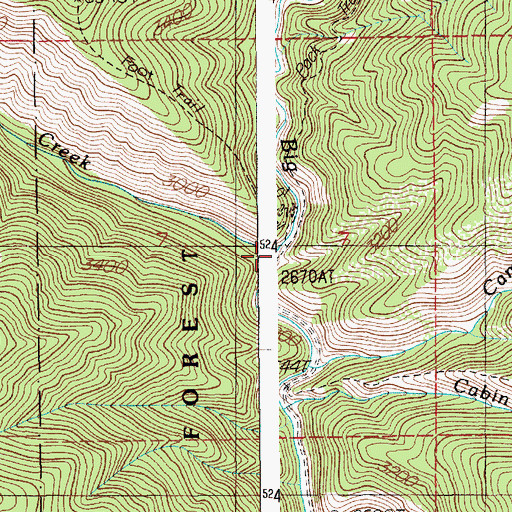 Topographic Map of Pierce Creek, ID