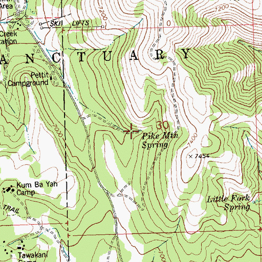 Topographic Map of Pike Mountain Spring, ID