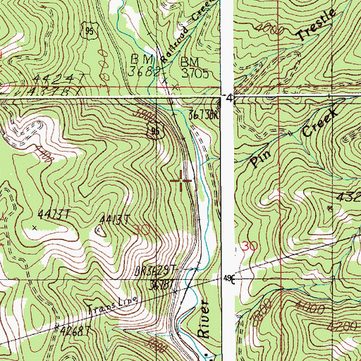 Topographic Map of Pin Creek, ID