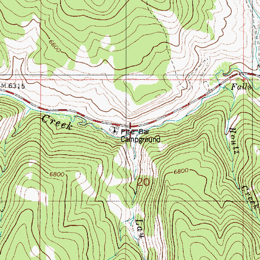 Topographic Map of Pine Bar Campground, ID