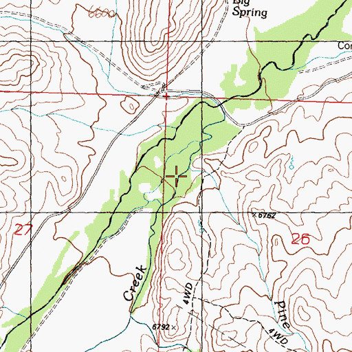 Topographic Map of Pine Creek, ID