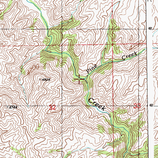 Topographic Map of Pine Creek, ID