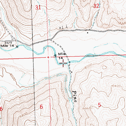 Topographic Map of Pine Creek, ID