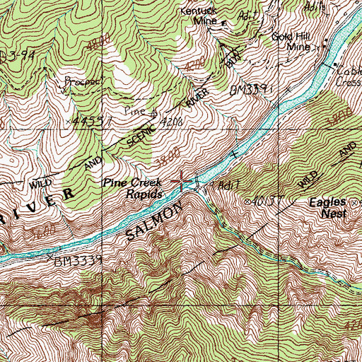 Topographic Map of Pine Creek, ID