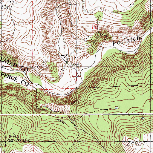 Topographic Map of Pine Creek, ID