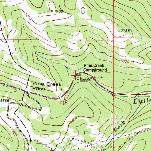 Topographic Map of Pine Creek Campground, ID