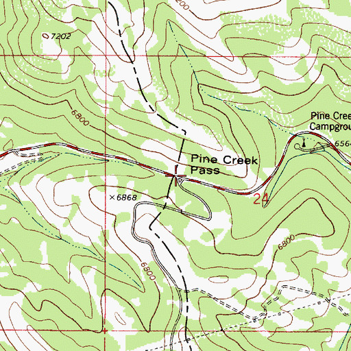 Topographic Map of Pine Creek Pass, ID