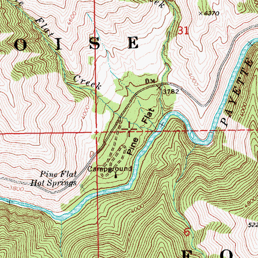 Topographic Map of Pine Flat, ID
