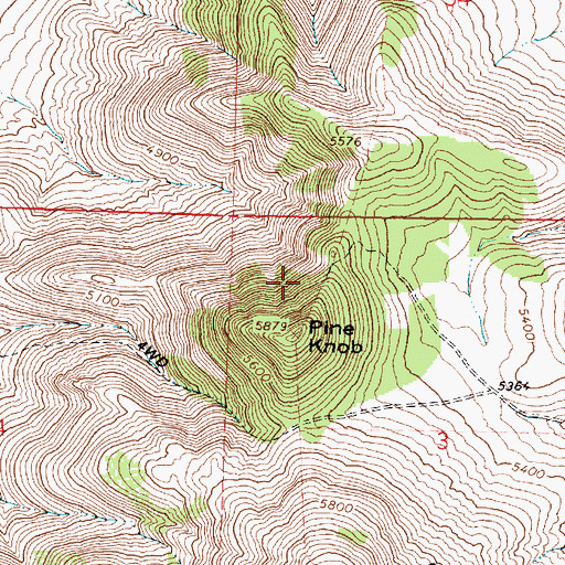Topographic Map of Pine Knob, ID