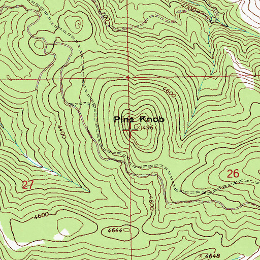 Topographic Map of Pine Knob, ID
