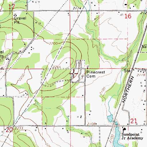 Topographic Map of Pinecrest Cemetery, ID