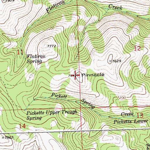 Topographic Map of Pinnacle, ID